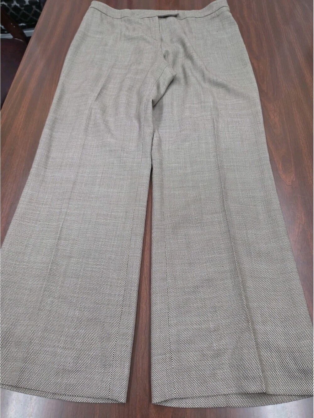 Jones New York Signature Wool Blend Wide Leg Trousers 14P Brown Pants 70s Chic